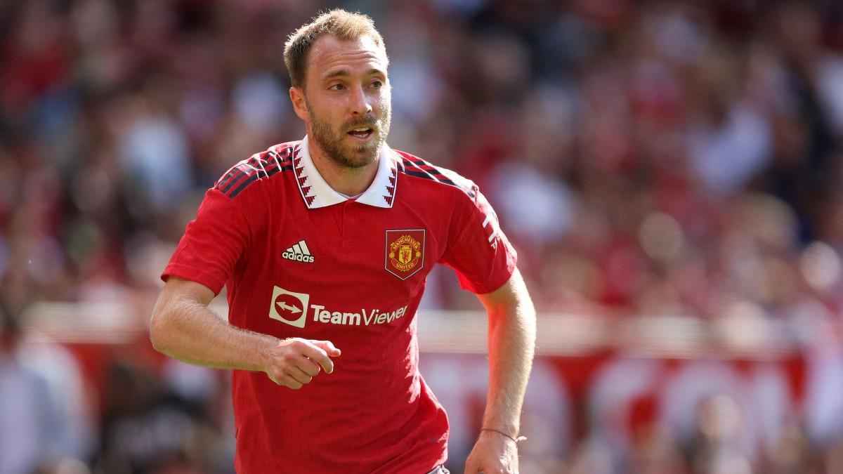 Christian Eriksen en su primer partido con el Manchester United