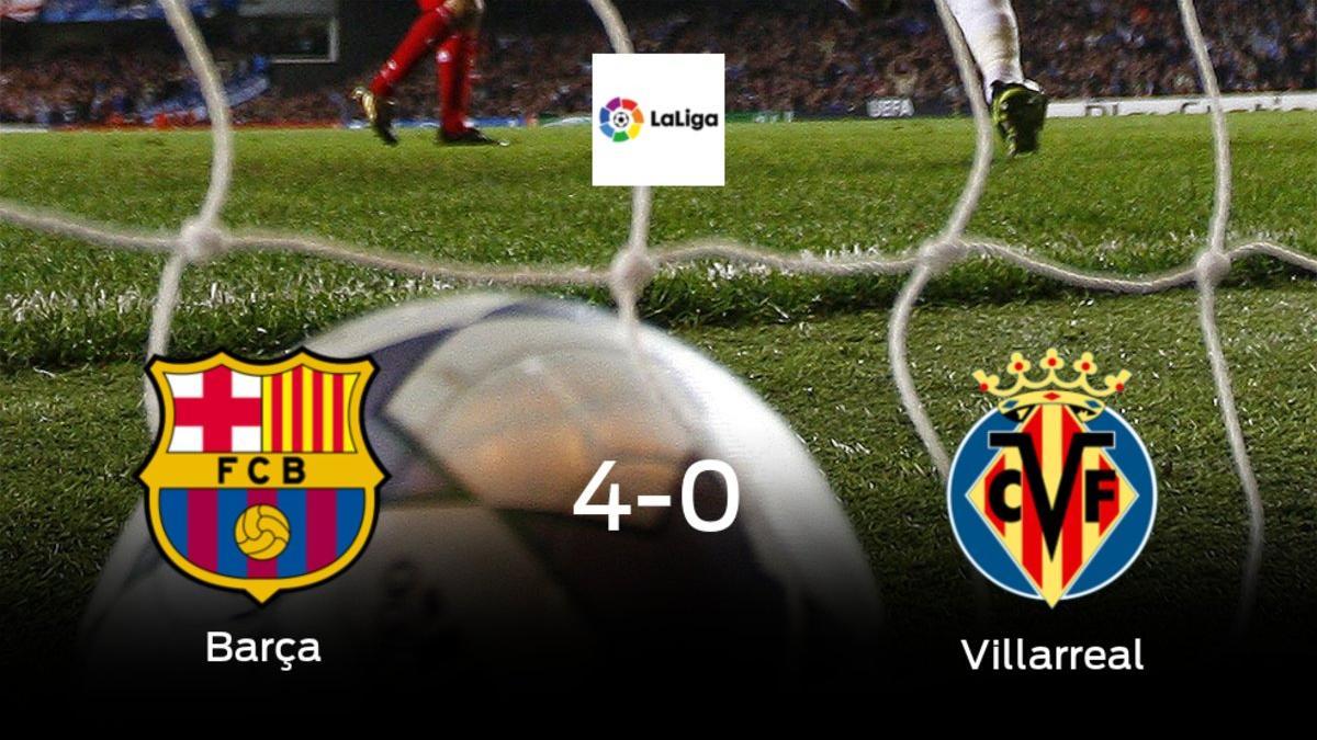 El Barcelona suma tres puntos tras golear al Villarreal en casa (4-0)