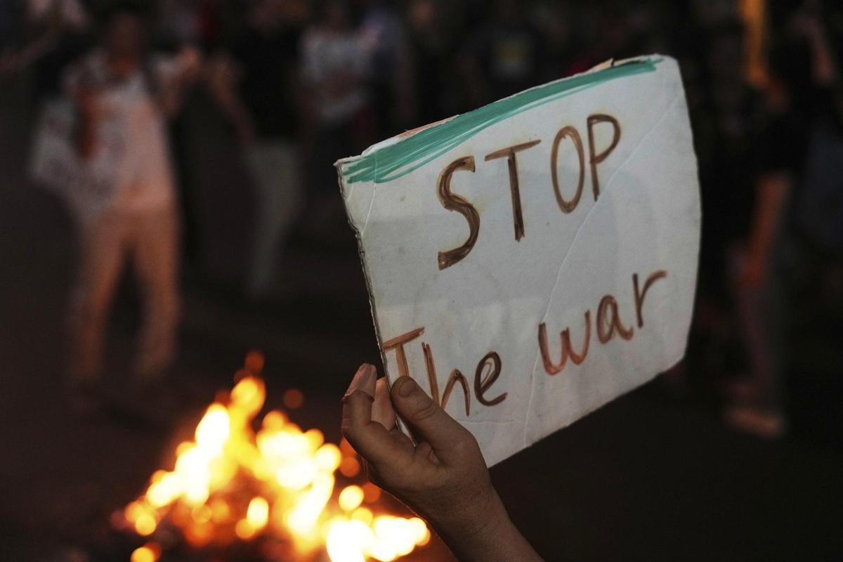 Protesta en Tel Aviv contra el plan de Netanyahu para la Franja de Gaza, este jueves.
