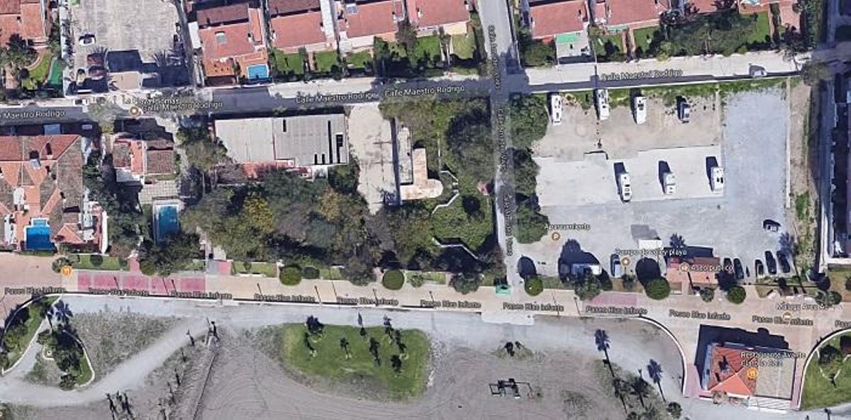 Imagen aérea de la parcela del llano de Baluma, en La Cala del Moral.