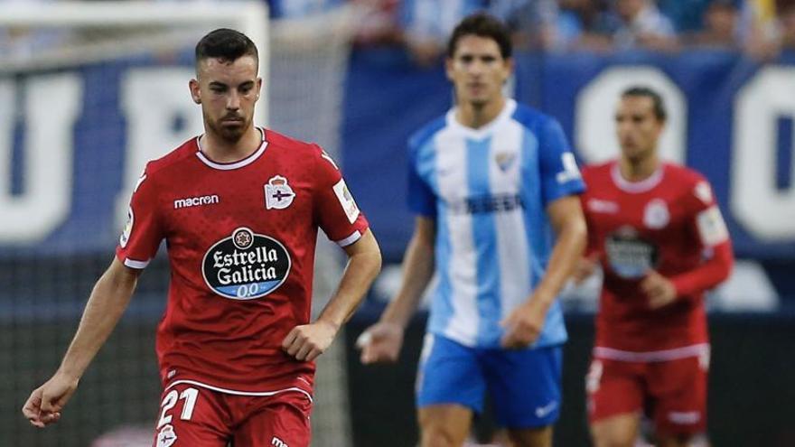 Edu Expósito, ayer en La Rosaleda.