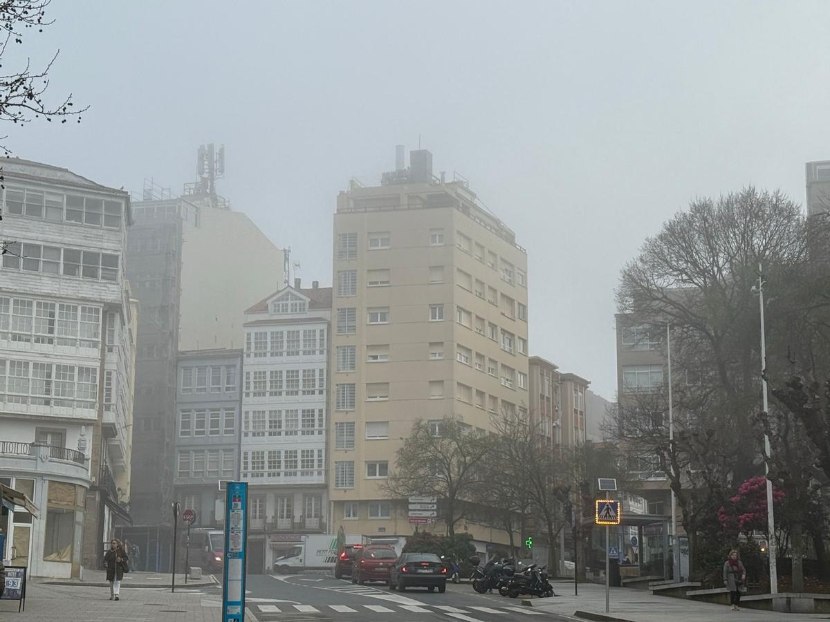 Niebla esta mañana en A Coruña.