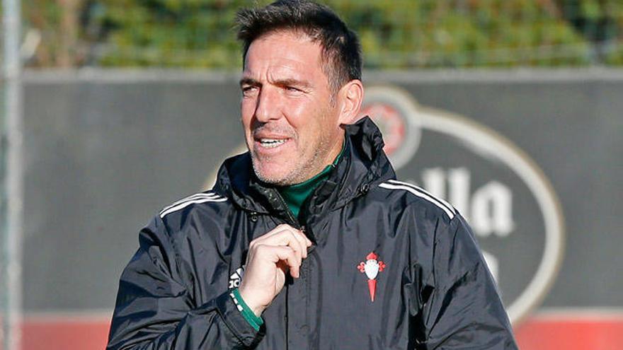 Berizzo, durante un entrenamiento en A Madroa // MG BREA