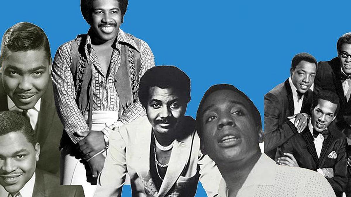De izquierda a derecha, The Four Tops, Ben E. King, Tyrone Davis, Jerry Butler y The Temptations.