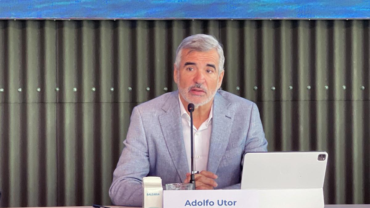 El presidente de Baleària, Adolfo Utor, ayer durante la presentación de su balance de 2023, en Denia.
