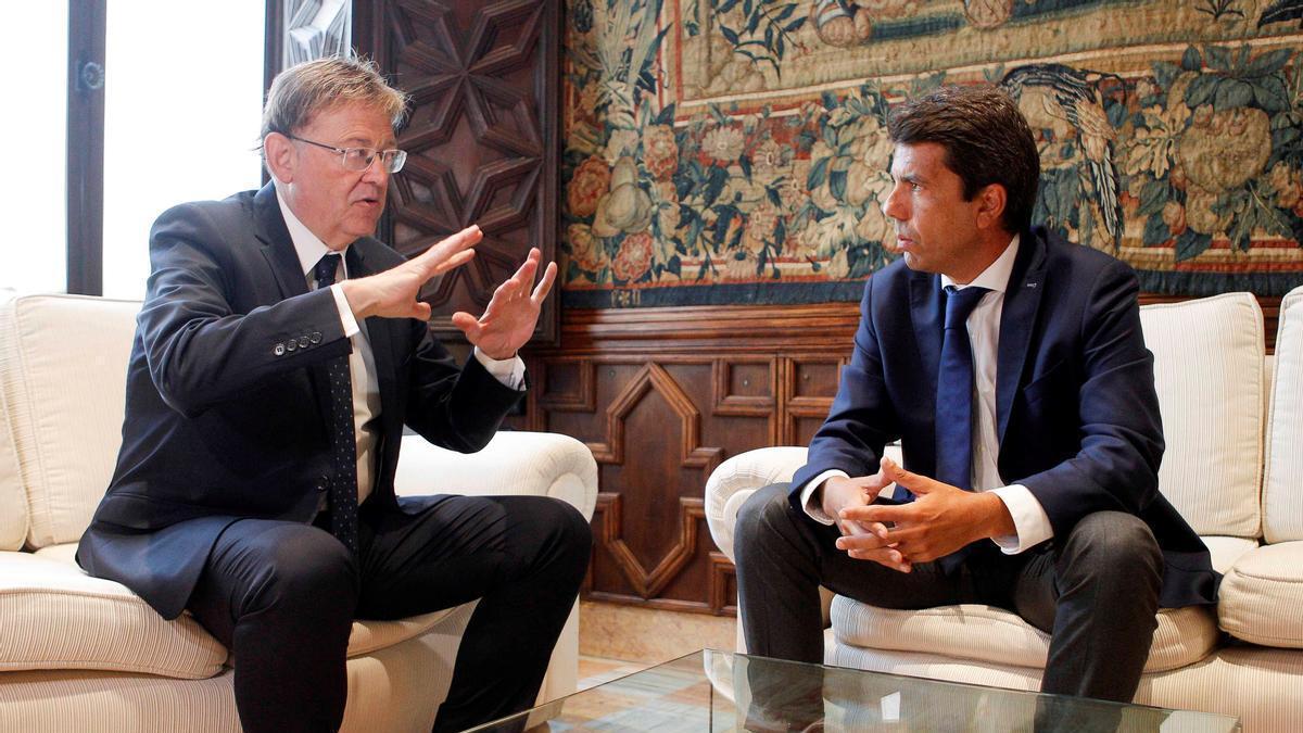 Ximo Puig y Carlos Mazón en una reunión mantenida en el Palau de la Generalitat.