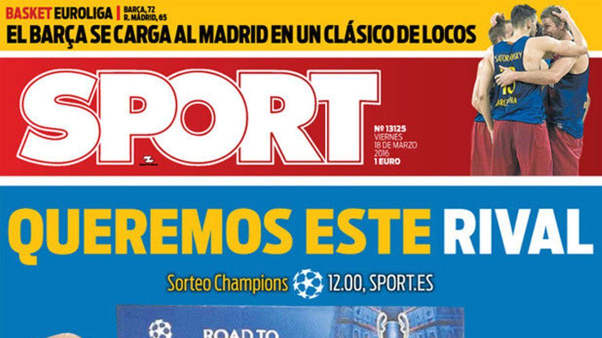 La portada de SPORT