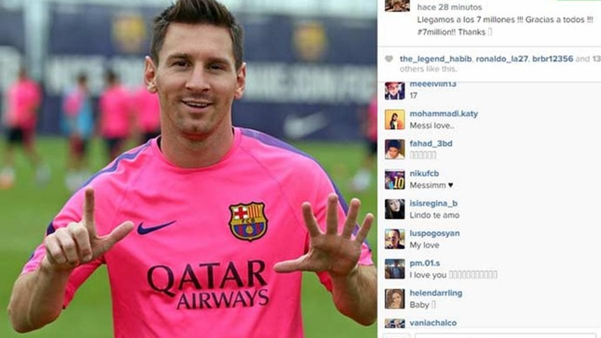 Messi celebró con un siete sus siete millones de fans