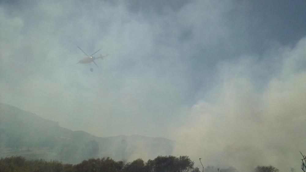 Un incendio forestal en Parcent obliga a desalojar una decena de viviendas