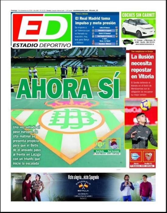 Portada ESTADIO DEPORTIVO domingo 2 diciembre 2018