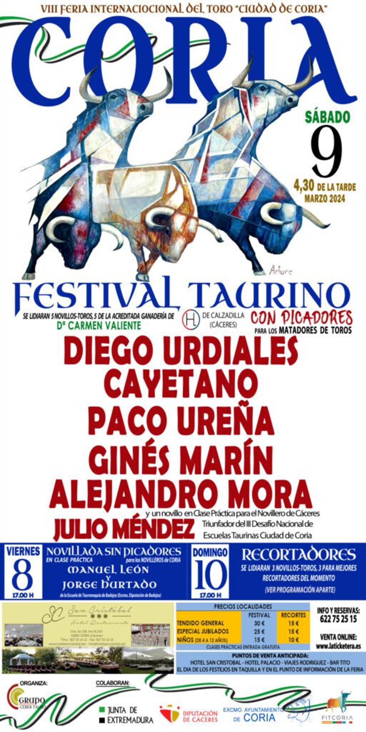 Cartel de la VIII Feria Internacional del Toro Ciudad de Coria.