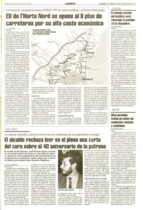 Edición de l'Horta del 9 de noviembre de 1994.