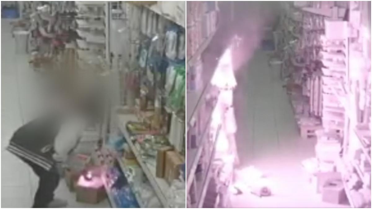 Imágenes de la cámara de seguridad del bazar incendiado en Orpesa el pasado 28 de febrero