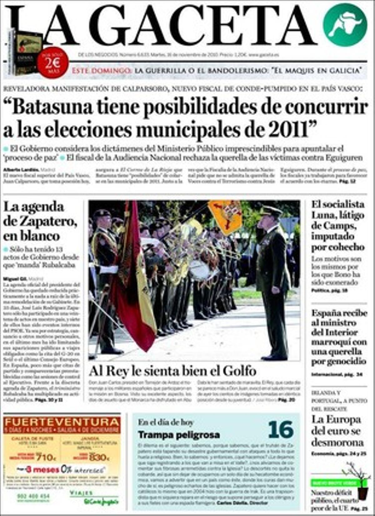 En pàgines interiors ’La Gaceta’ també destaca la preocupació del PSOE pel paper del Govern espanyol al Sàhara.