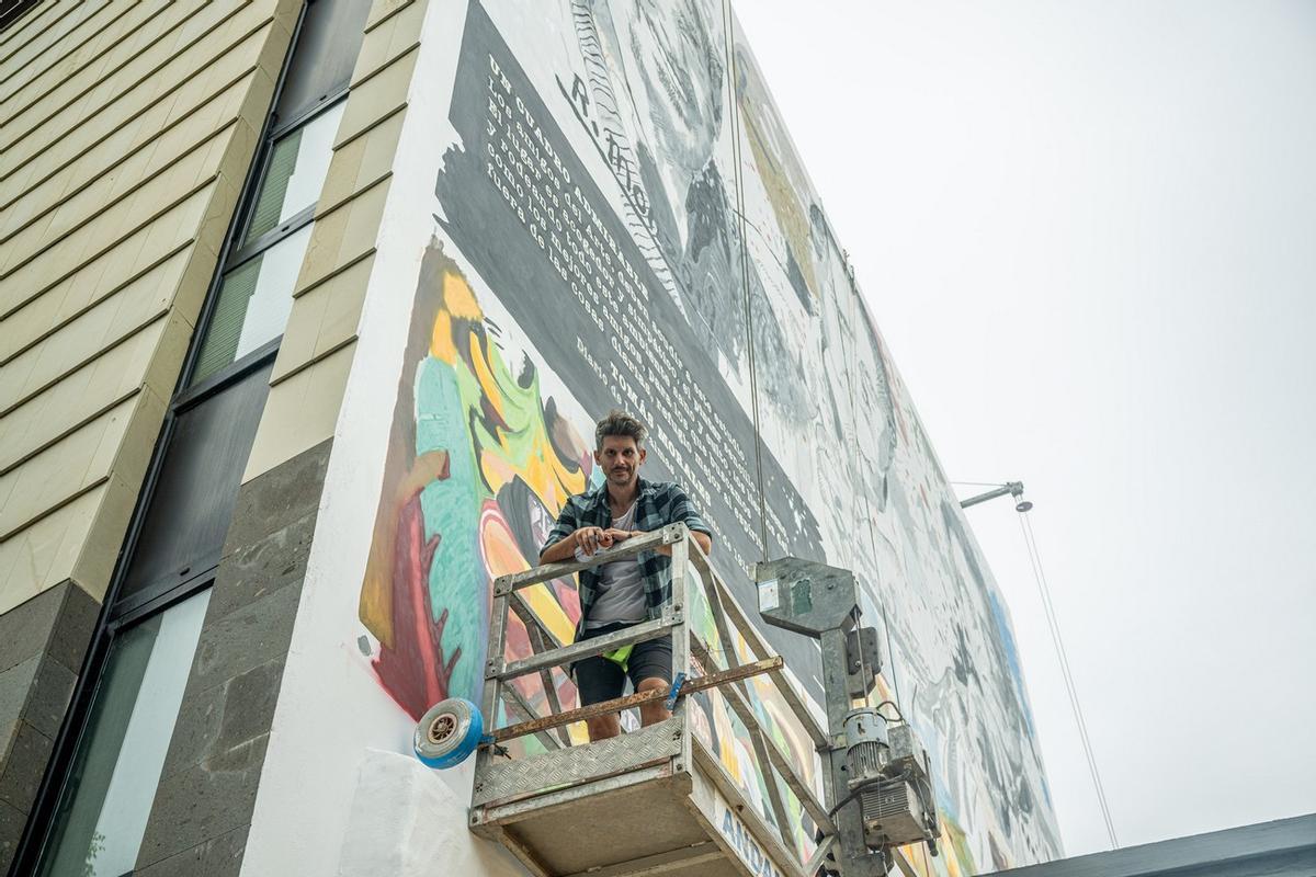 Imagen del mural que se encuentra en la Casa de la Cultura de la Villa de Moya.