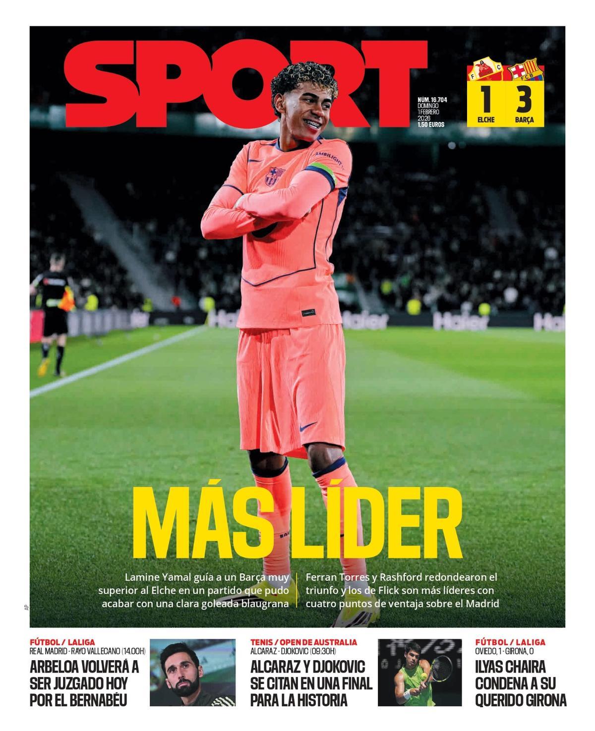 Esta es la portada de SPORT de hoy, domingo 1 de febrero
