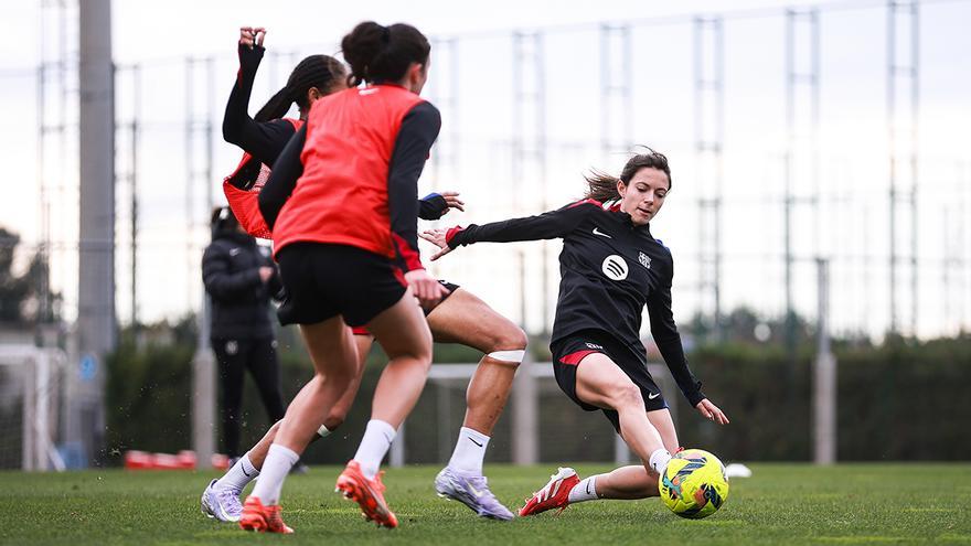 El entrenamiento del Barça para preparar el derbi ante el Espanyol