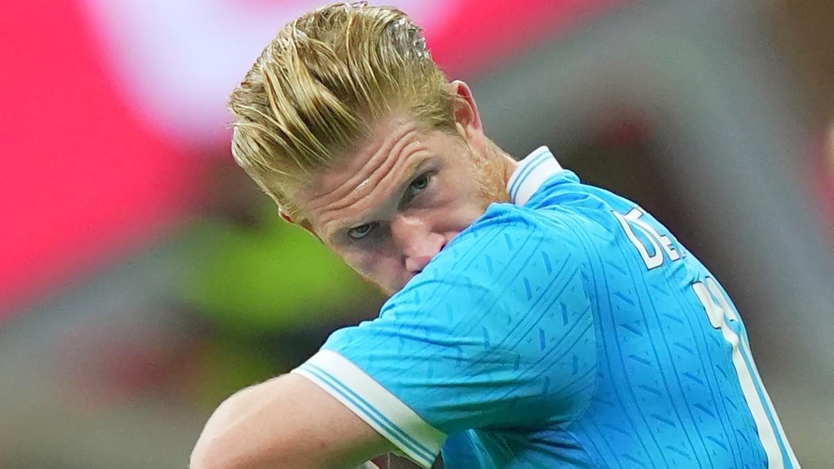 De Bruyne, futbolista del Nápoles, en el duelo frente al Milan