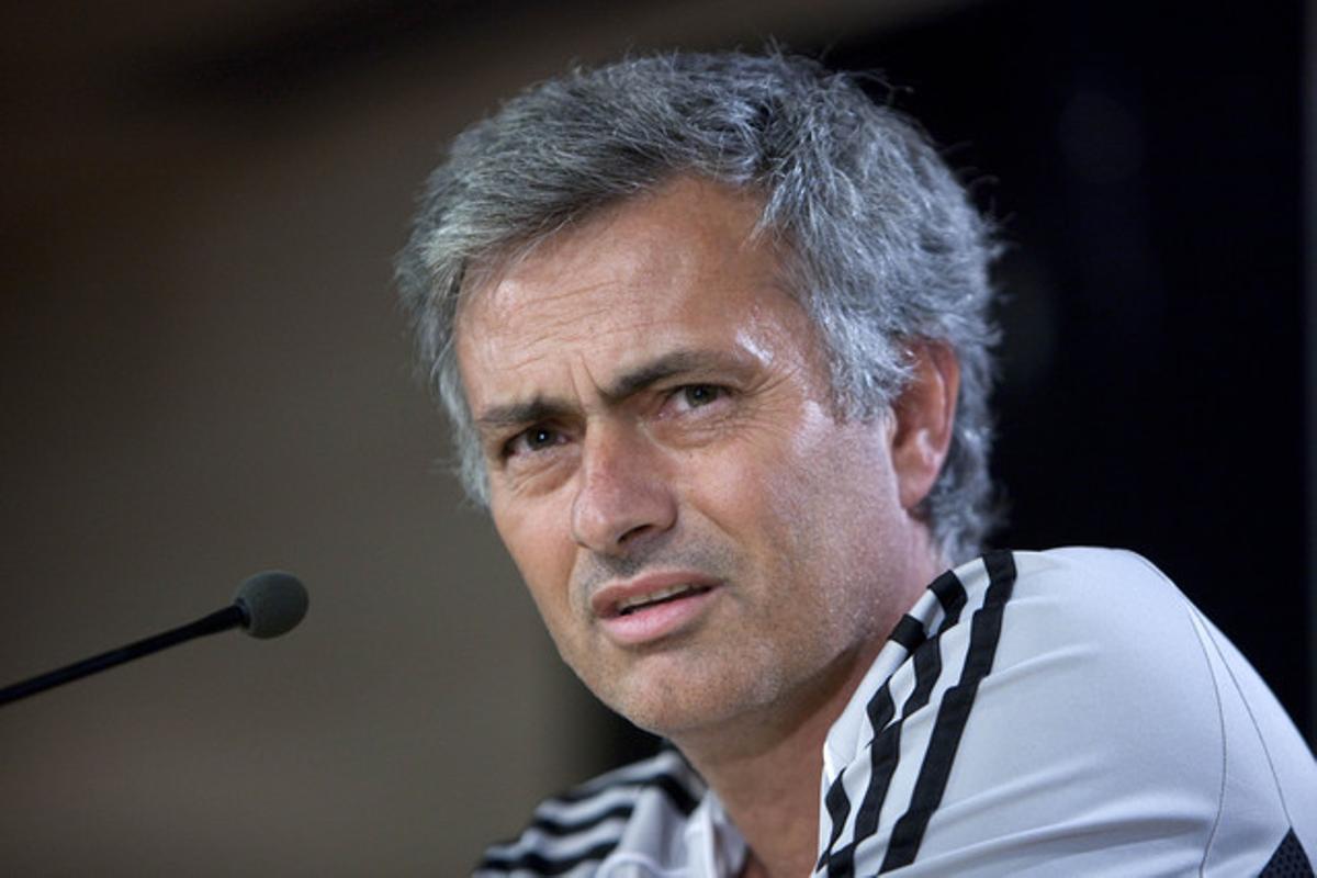 Jose Mourinho, durant la roda de premsa prèvia a la Supercopa. Jose Mourinho, durant la roda de premsa prèvia a la Supercopa.
