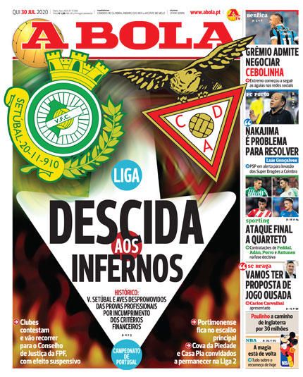 Portada A BOLA jueves 30 julio 2020