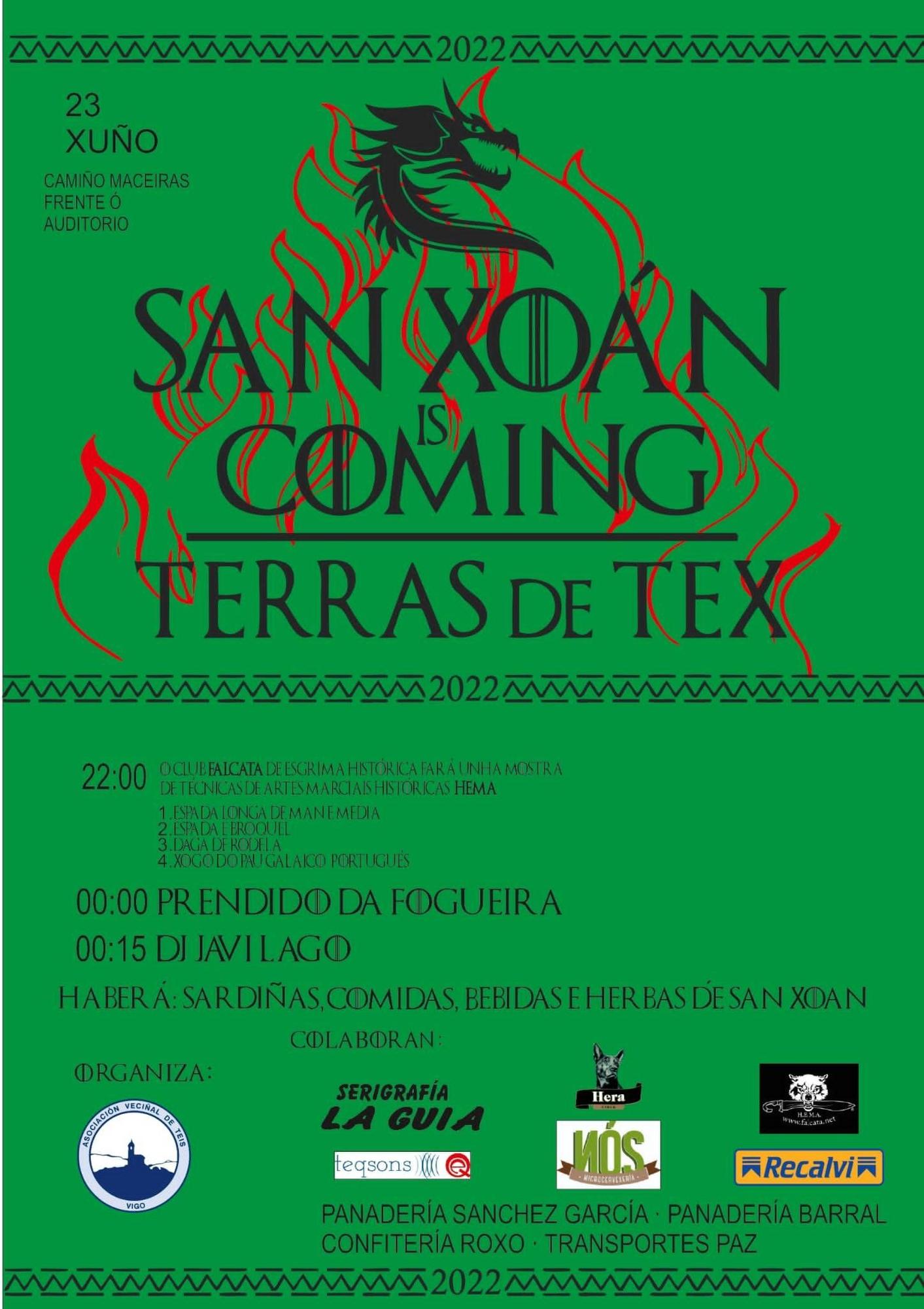 Cartel de la fiesta de San Juan 2022 en Teis.