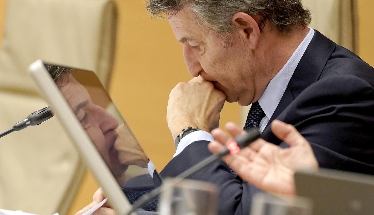 Alberto Núñez Feijóo, durante su comparecencia en la comisión de investigación de la Dana en Valencia.