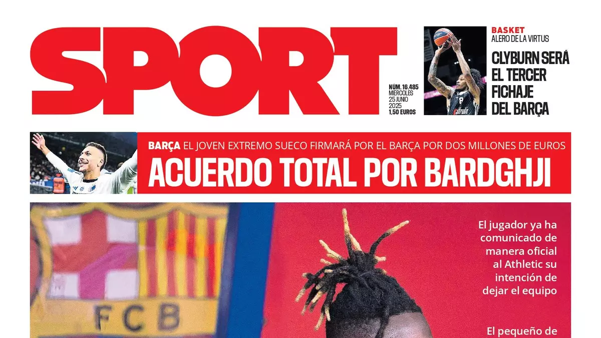 La portada de SPORT de hoy miércoles, 25 de junio de 2025