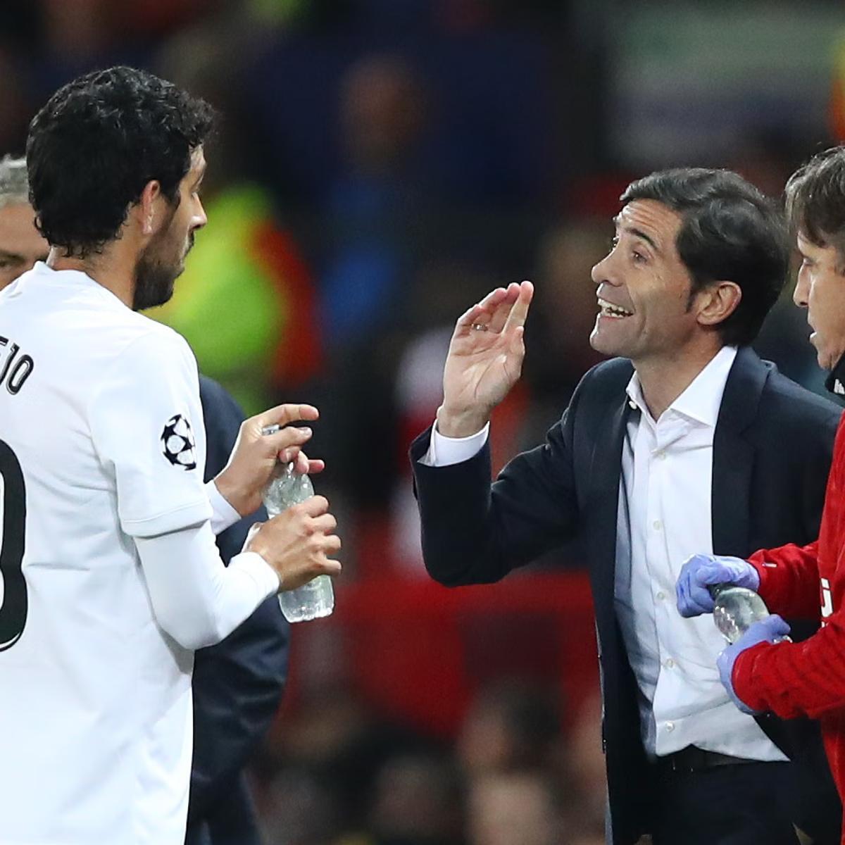 Dani Parejo, junto a Marcelino en su estancia en el Valencia CF