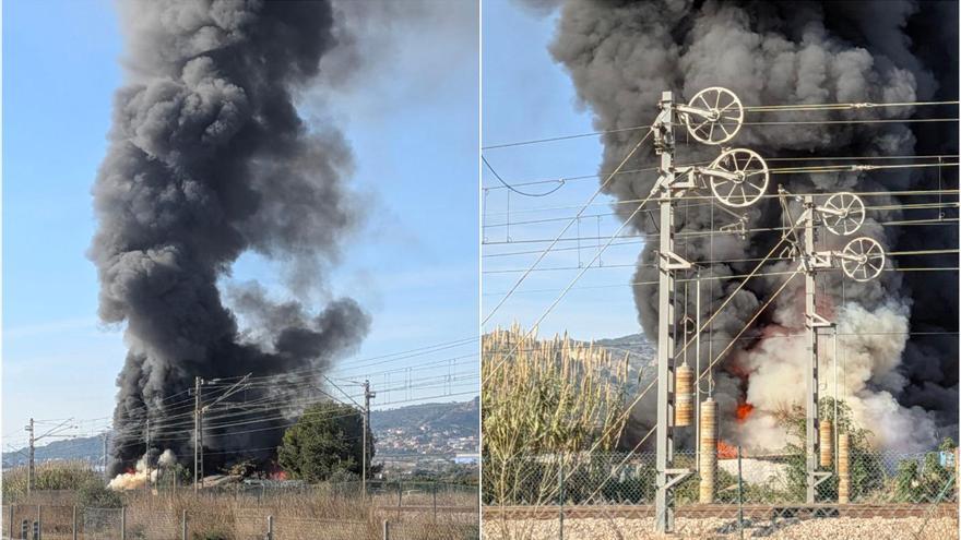 Un incendio deja una gran columna de humo visible desde Castelló