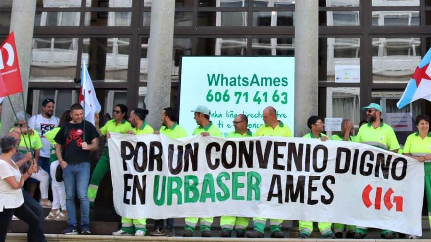 Traballadores de Urbaser mobilízanse na capital maiá en apoio a folga que empezará o luns día 8