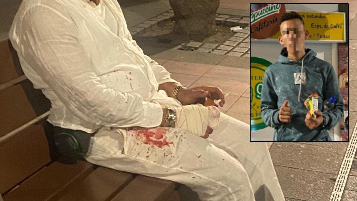 El detenido por los robos con violencia, junto a una de las víctimas a la que causó un corte en la mano.