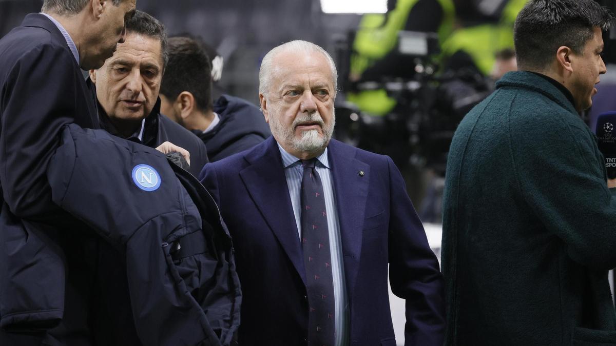 Aurelio De Laurentiis, presidente del Nápoles, durante un partido de Champions.