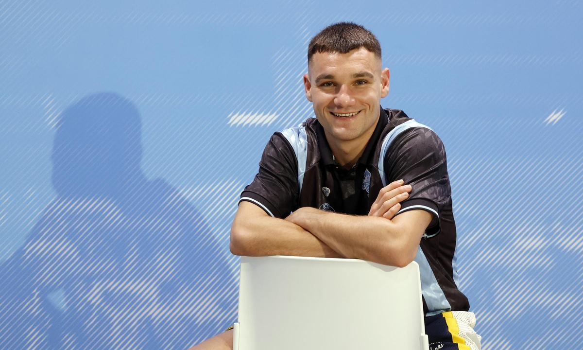 Ferran Jutglà, en la sala de prensa de Afouteza, tras la entrevista.