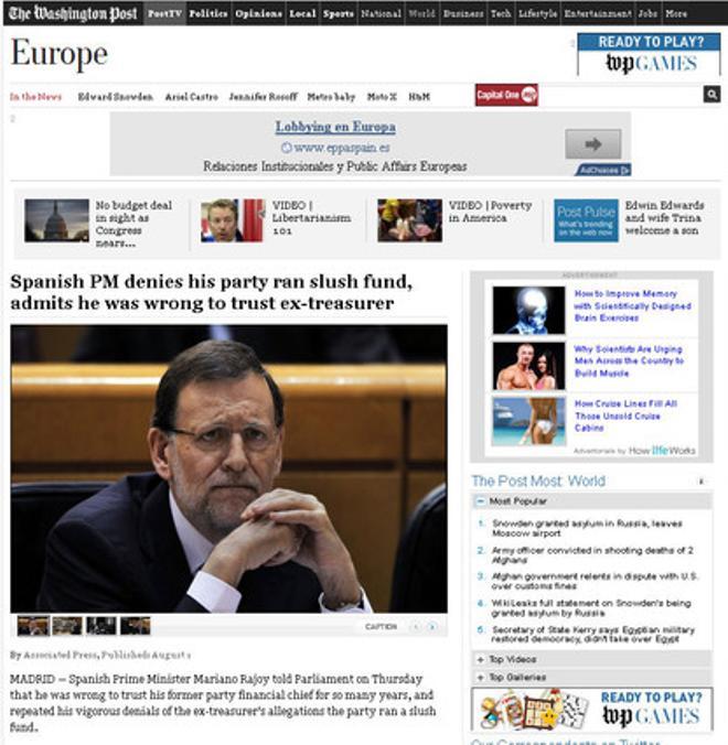 La comparecencia de Rajoy, en las webs internacionales