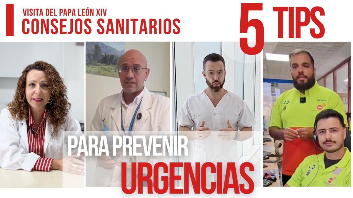 Cartel de la campaña de Sanidad para la visita del papa León XIV a Canarias.