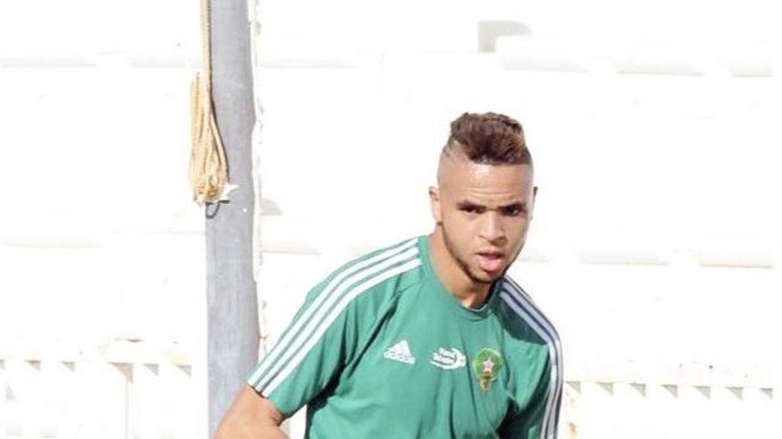 En-Nesyri, en un entrenamiento con Marruecos.