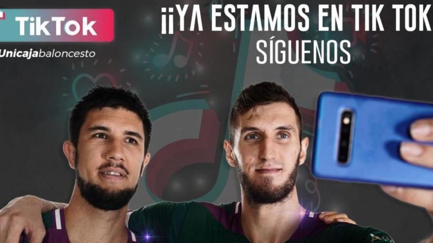 Bouteille y Guerrero posan para TikTok, la nueva red social de Unicaja