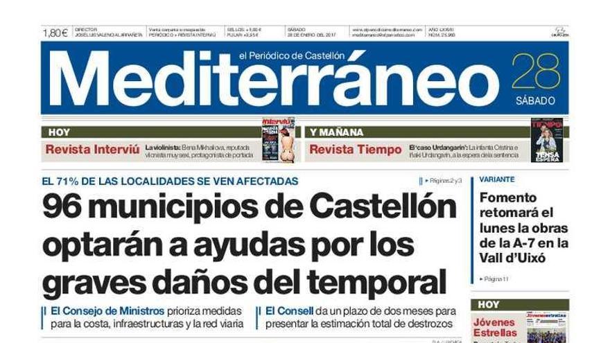 La mayoría de municipios de Castellón podrán optar a las ayudas urgentes que Gobierno y Consell han anunciado para mitigar los graves daños del temporal.