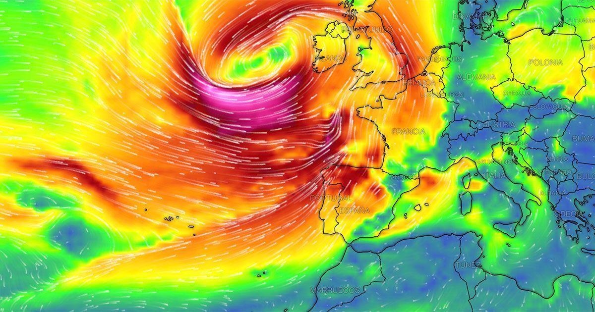 Imagen satelital de la borrasca Herminia.