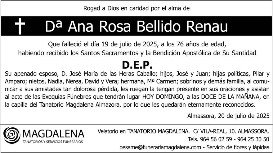 Dª Ana Rosa Bellido Renau