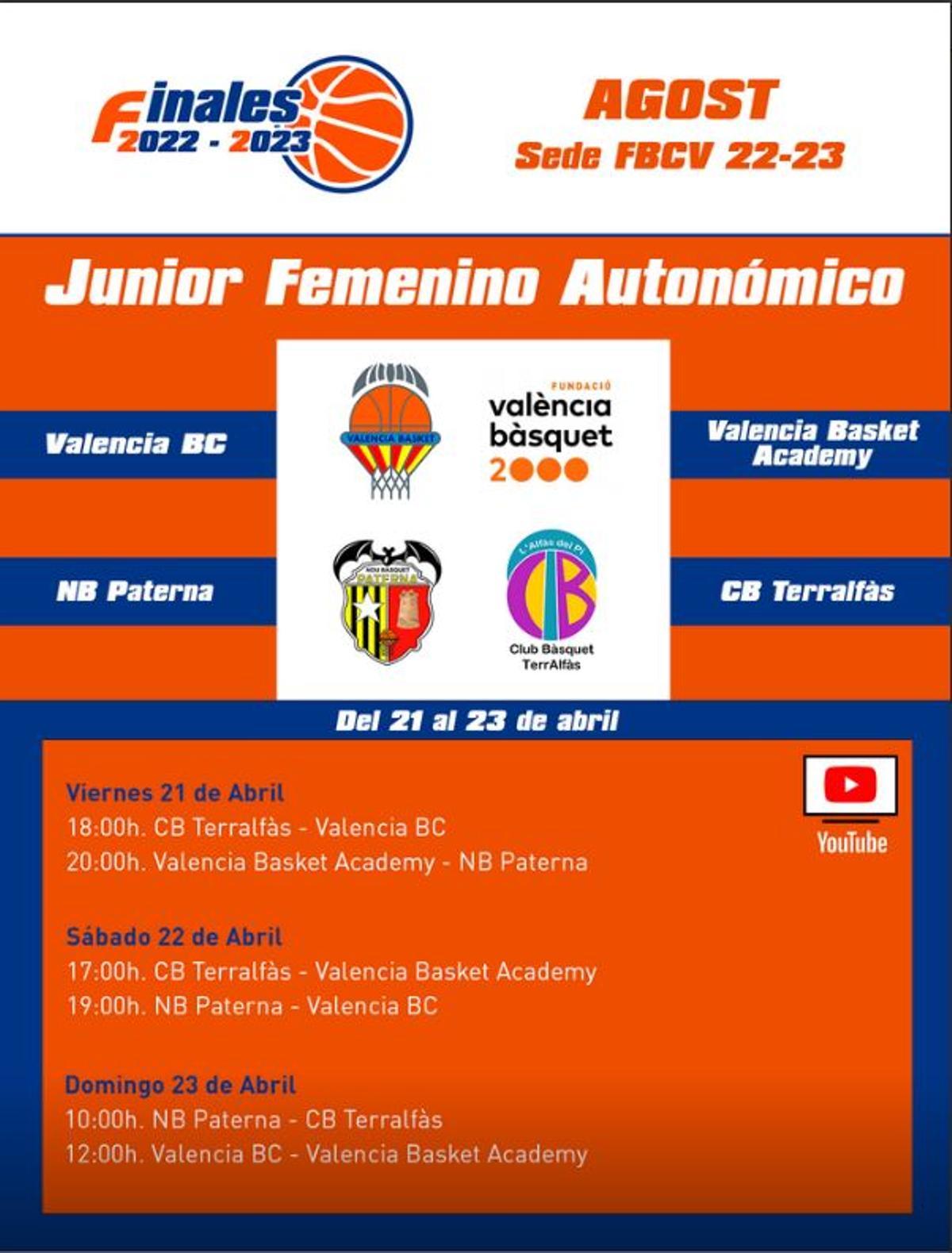 Fase Final Júnior Femenino Autonómico se disputará en el Pabellón Municipal de Agost.