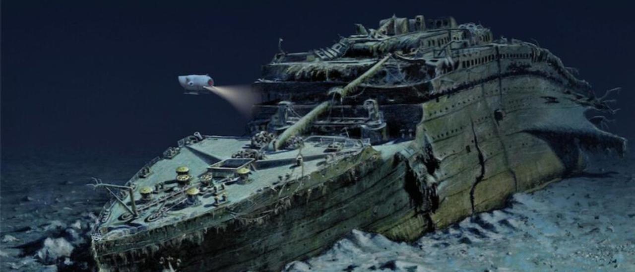 Imagen real de los restos del Titanic que captó un sumergible del barco ruso Akademik Mstislav Keldysh, en 1995, contratado por la producción de la película dirigida por James Cameron.