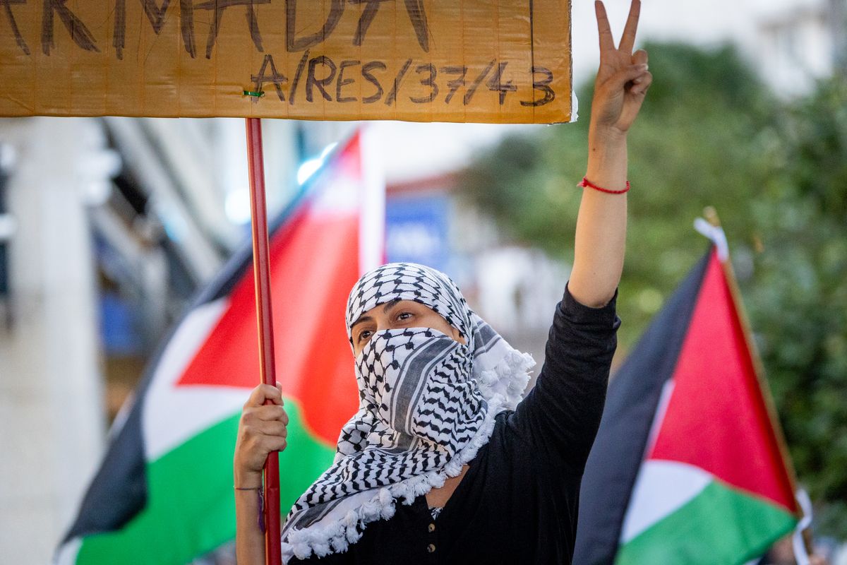 Manifestación en Santiago para protestar por la detención de la Flotilla a Gaza
