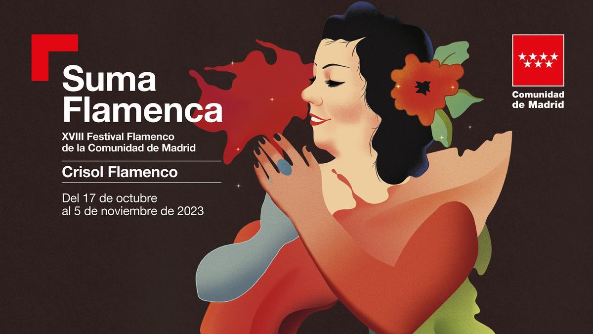 Cartel de la 18ª edición de la Suma Flamenca, que bajo el lema 'Crisol flamenco', evoca a la cantaora Niña de los Peines