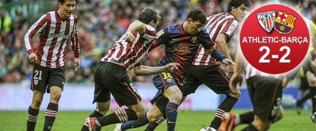 Messi marcó el 1-1 yéndose de tres defensas del Athletic
