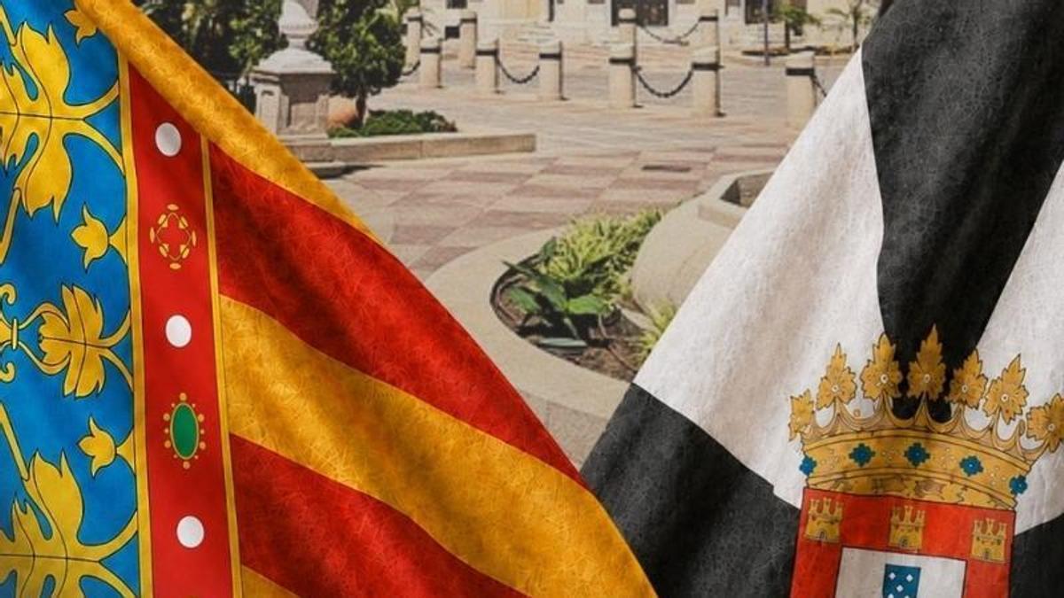 Imqagen que representa el apoyo de València a Ceuta, con las dos banderas juntas