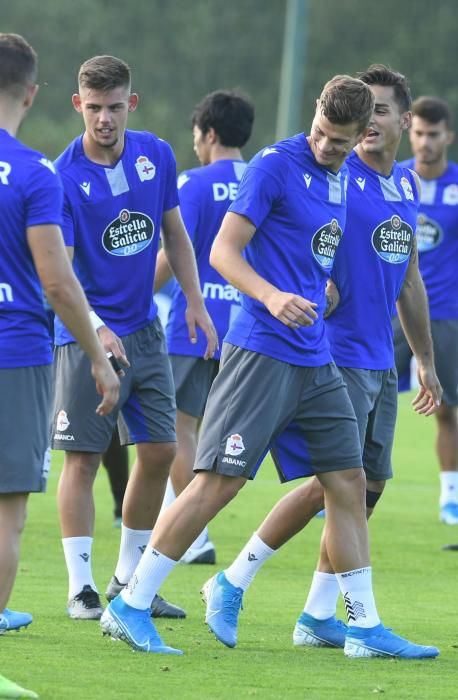 Entrenamiento en Abegondo tras el empate en Gijón