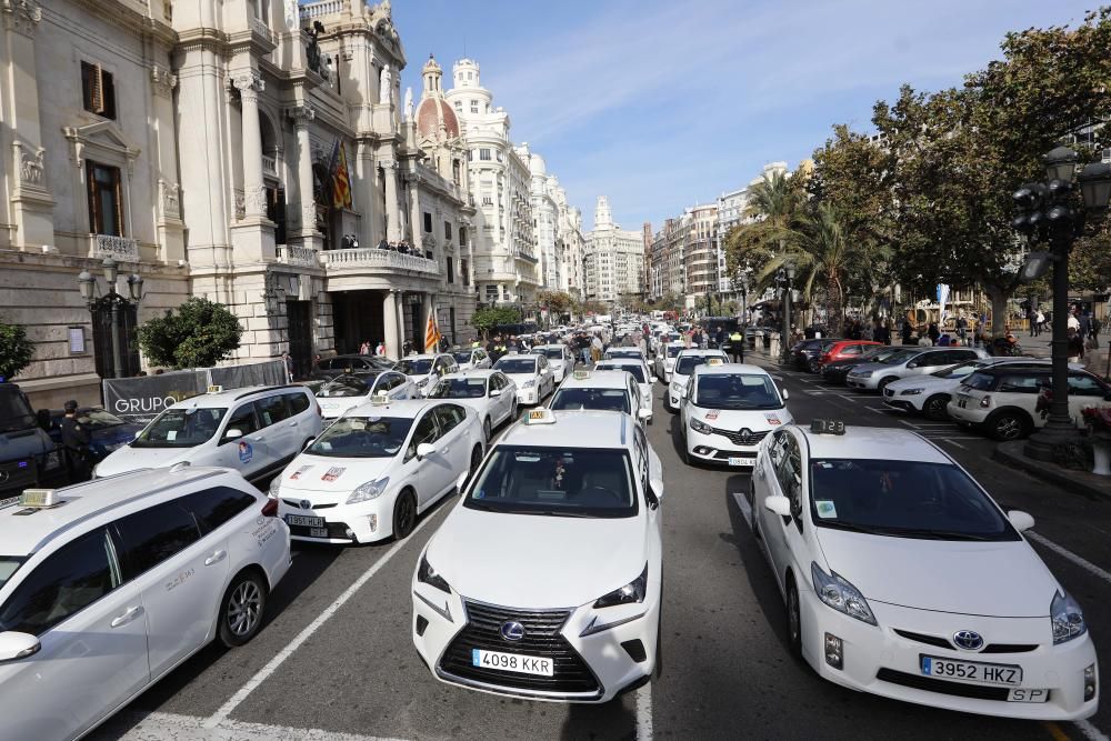 Manifestación de taxistas en València