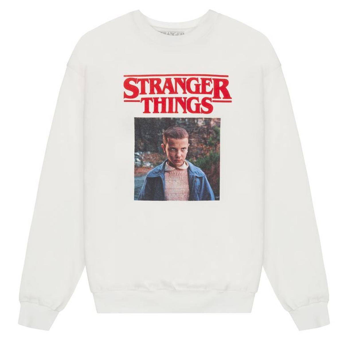 Sudadera blanca con fotograma de Eleven, de Pull and Bear