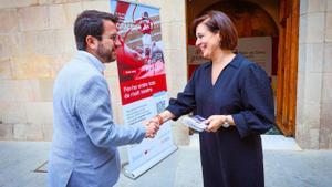 Pere Aragonès este viernes en una campaña de donación de sangre.